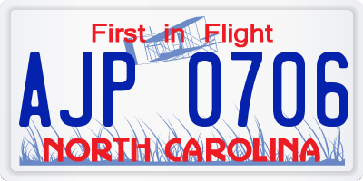 NC license plate AJP0706
