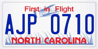 NC license plate AJP0710