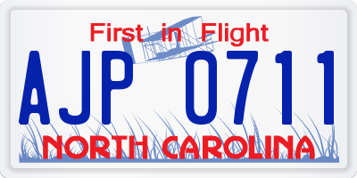 NC license plate AJP0711