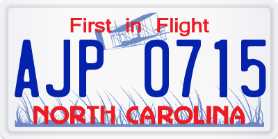 NC license plate AJP0715