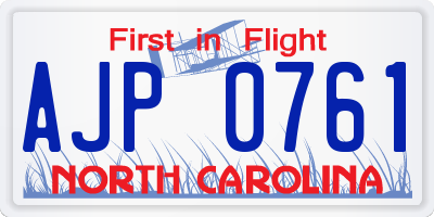 NC license plate AJP0761