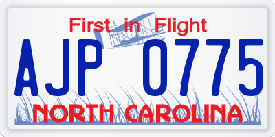 NC license plate AJP0775