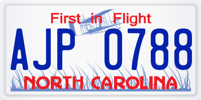NC license plate AJP0788