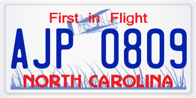 NC license plate AJP0809