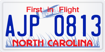 NC license plate AJP0813