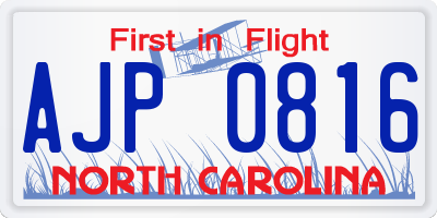 NC license plate AJP0816