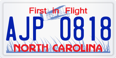NC license plate AJP0818