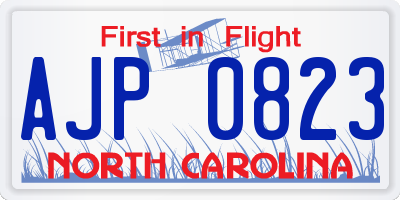 NC license plate AJP0823