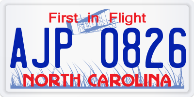 NC license plate AJP0826