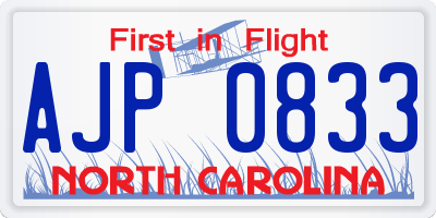 NC license plate AJP0833