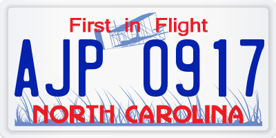 NC license plate AJP0917