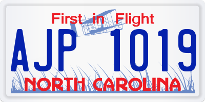 NC license plate AJP1019