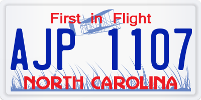 NC license plate AJP1107