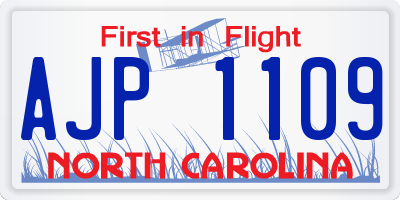 NC license plate AJP1109