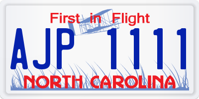 NC license plate AJP1111