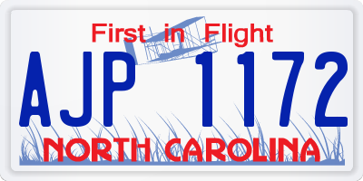 NC license plate AJP1172