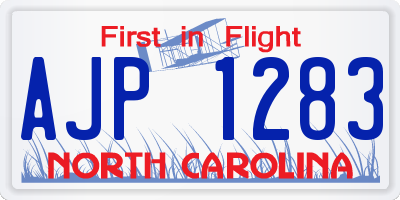 NC license plate AJP1283