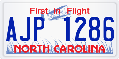 NC license plate AJP1286