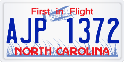 NC license plate AJP1372