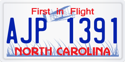 NC license plate AJP1391