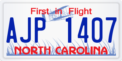 NC license plate AJP1407