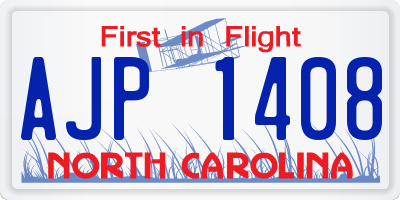 NC license plate AJP1408