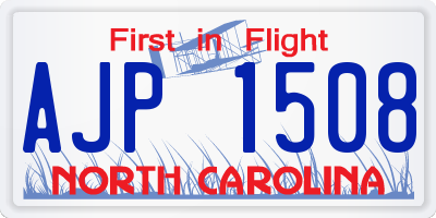 NC license plate AJP1508