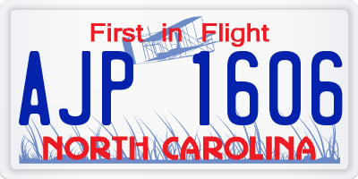 NC license plate AJP1606
