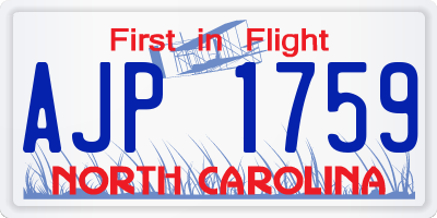 NC license plate AJP1759