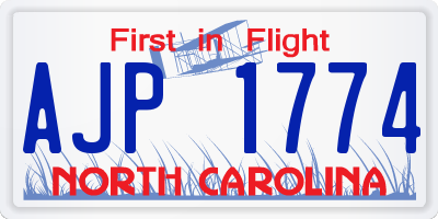 NC license plate AJP1774
