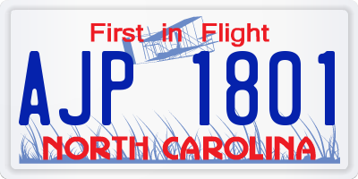 NC license plate AJP1801