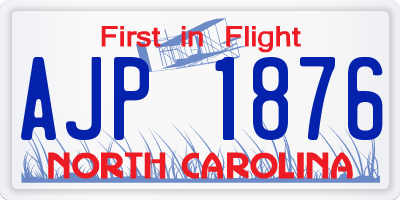 NC license plate AJP1876