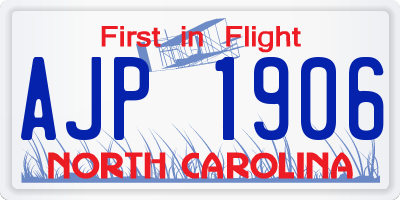 NC license plate AJP1906