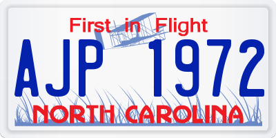 NC license plate AJP1972