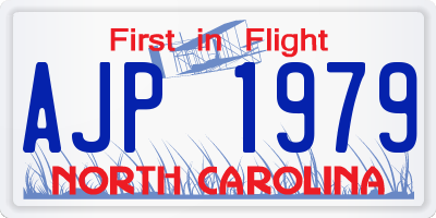 NC license plate AJP1979