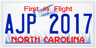 NC license plate AJP2017