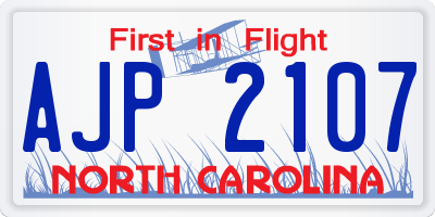 NC license plate AJP2107