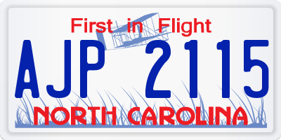 NC license plate AJP2115