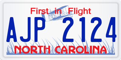 NC license plate AJP2124