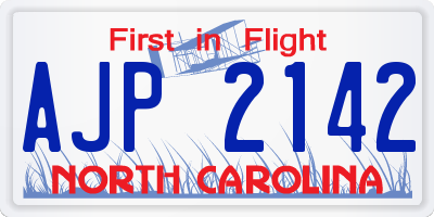 NC license plate AJP2142
