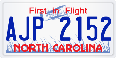 NC license plate AJP2152