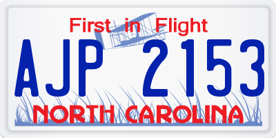 NC license plate AJP2153