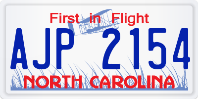 NC license plate AJP2154