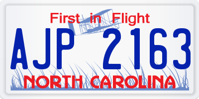 NC license plate AJP2163