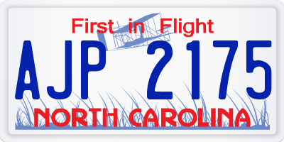NC license plate AJP2175