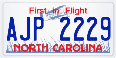 NC license plate AJP2229