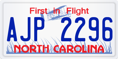 NC license plate AJP2296