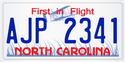 NC license plate AJP2341
