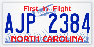 NC license plate AJP2384