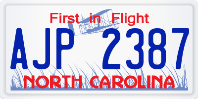 NC license plate AJP2387